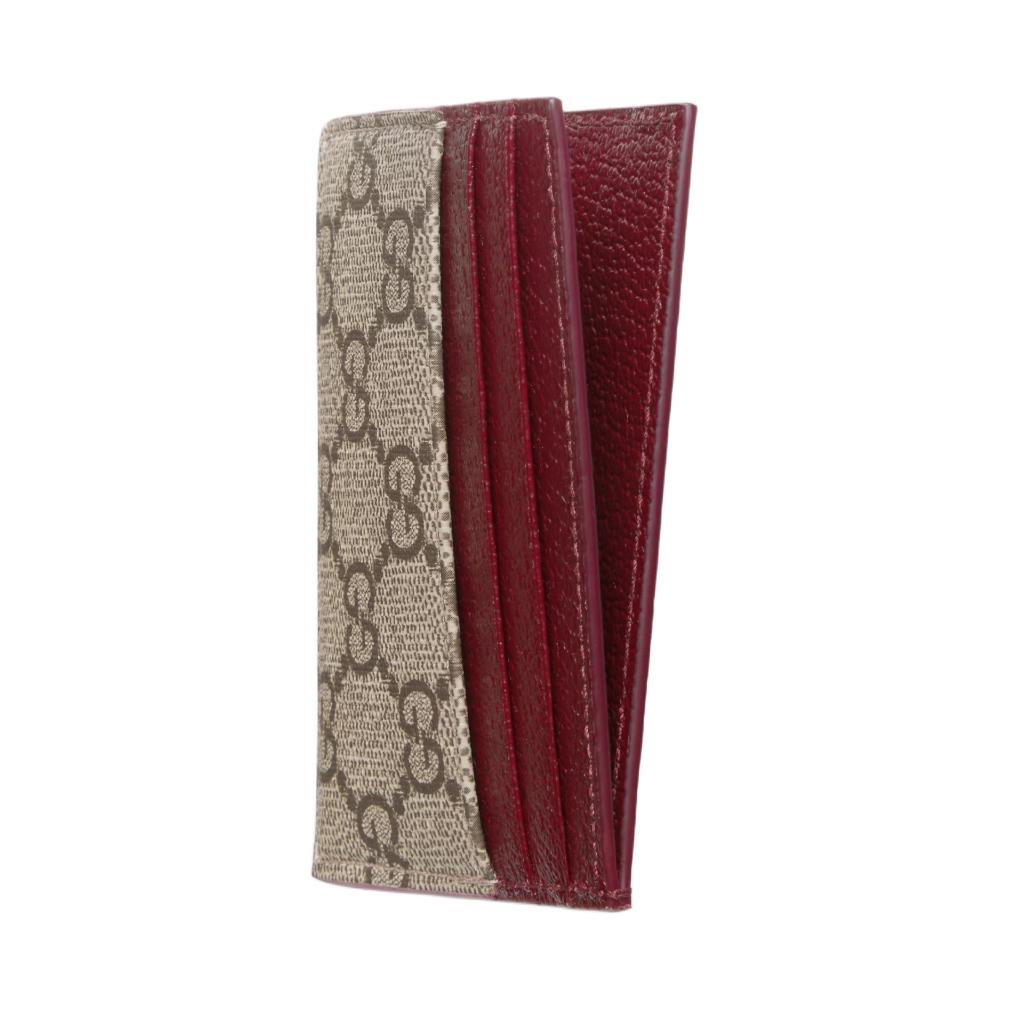 Gucci GG Supreme Logo Ceramic Effect Finish Canvas And Leather Card Holder Men Accessories Beige Dark-Brown 795230-FACQC-9858