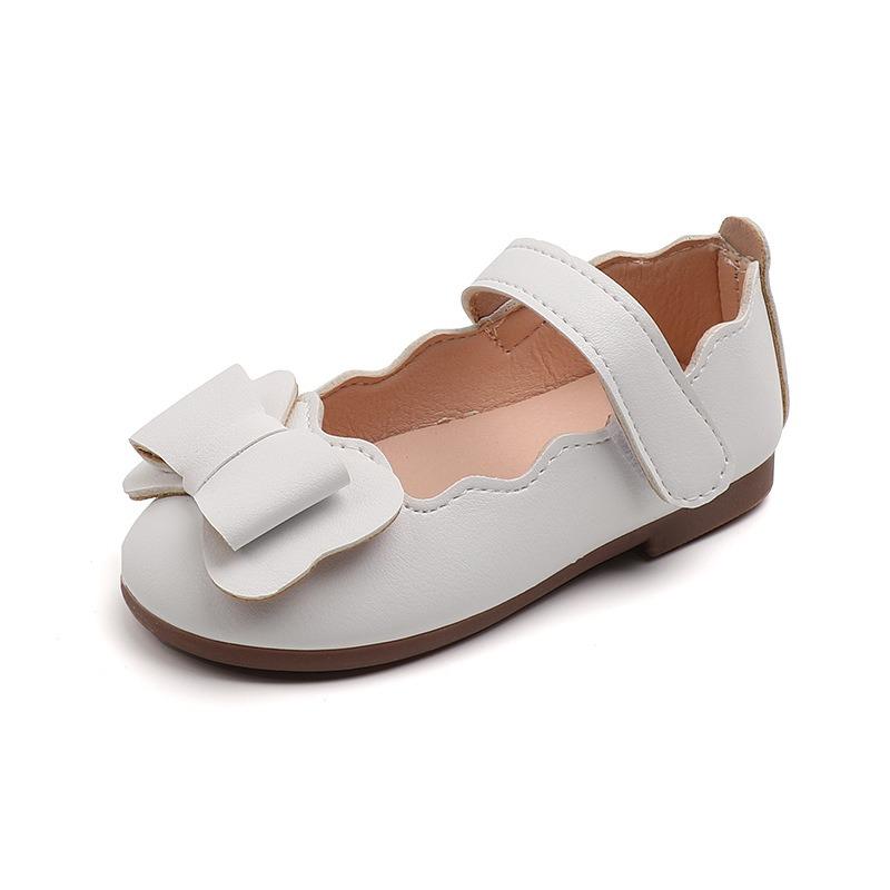 Children's Leather Flats – Girls' Fashion Big Bow Ballet Shoes, Little Girls' Soft-Sole Princess Dance Shoes