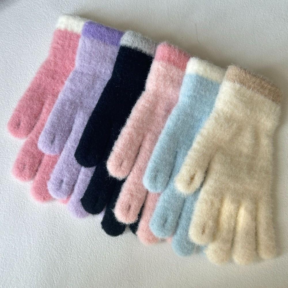 Elastic Knitted Gloves Thickened Fleece Lined Gloves Fashion Winter Gloves  for Women