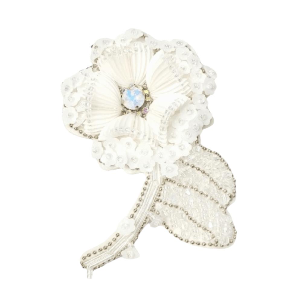 Embroidered Flower Beaded Patch Bead Clothing Ornament Exquisite Flower Applique Bag белый
