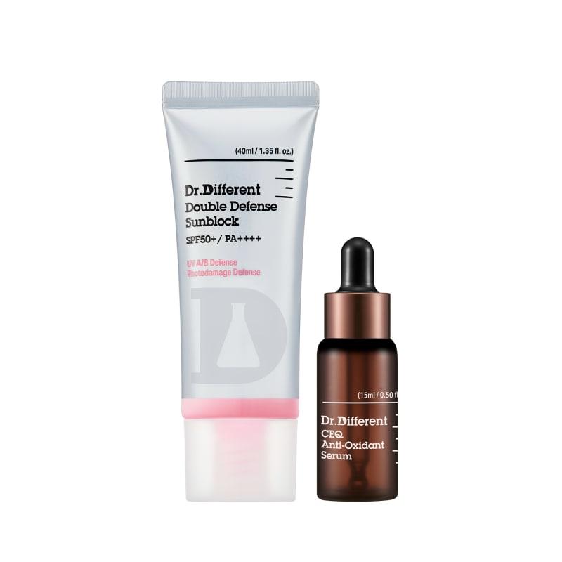 

Double Defense Sunblock 40ml Tone-Up Inorganic Sunscreen + C.E.Q. Vitamin Serum 15ml