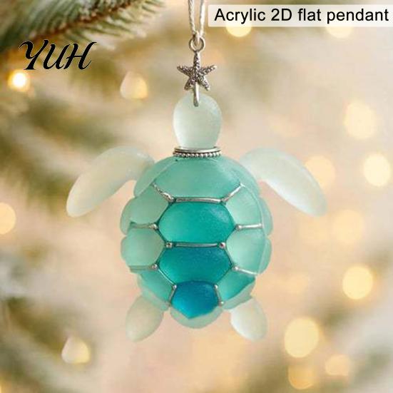 Festive Desktop Ornaments Sea Glass Marine Life Advent Calendar, 24 Day Countdown Box Home Decor with Ocean Animal Acrylic Ornaments, Tree Hanging