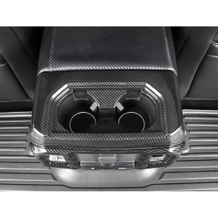 Carbon Fiber Interior Rear Water Cup Holder Cover Trim for Ford F150 2015-