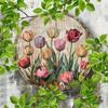 Vintage Tulip Floral Metal Tin Sign 8x8 Inch Rustic Wall Art Home Decor Handmade Painting