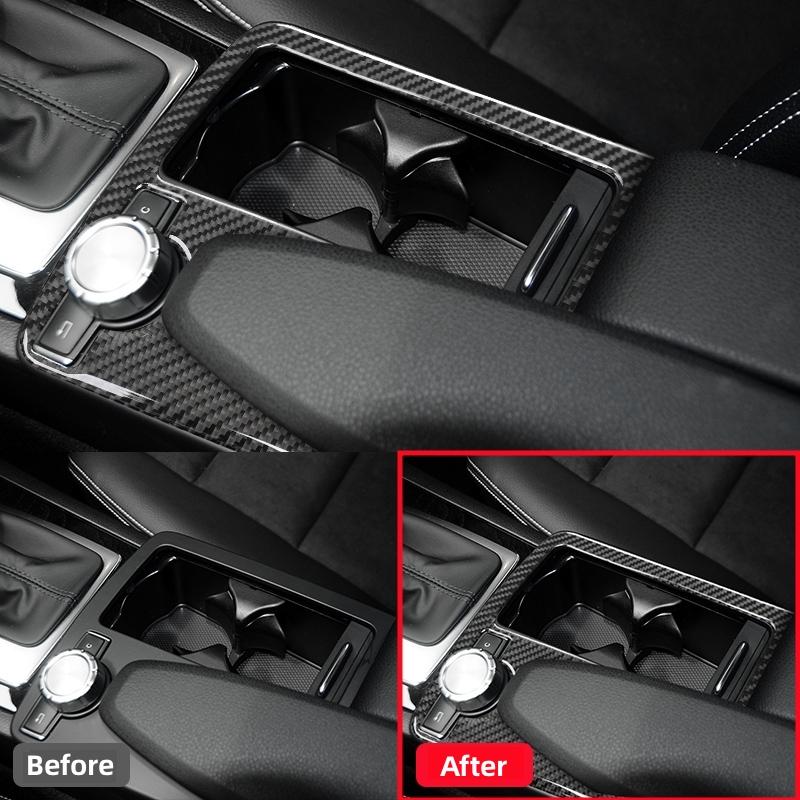 For Mercedes Benz C Class W204 2007-2013 Car Accessories Gear Shift Panel Decor Cover Trim Decals Carbon Fiber Interior Stickers