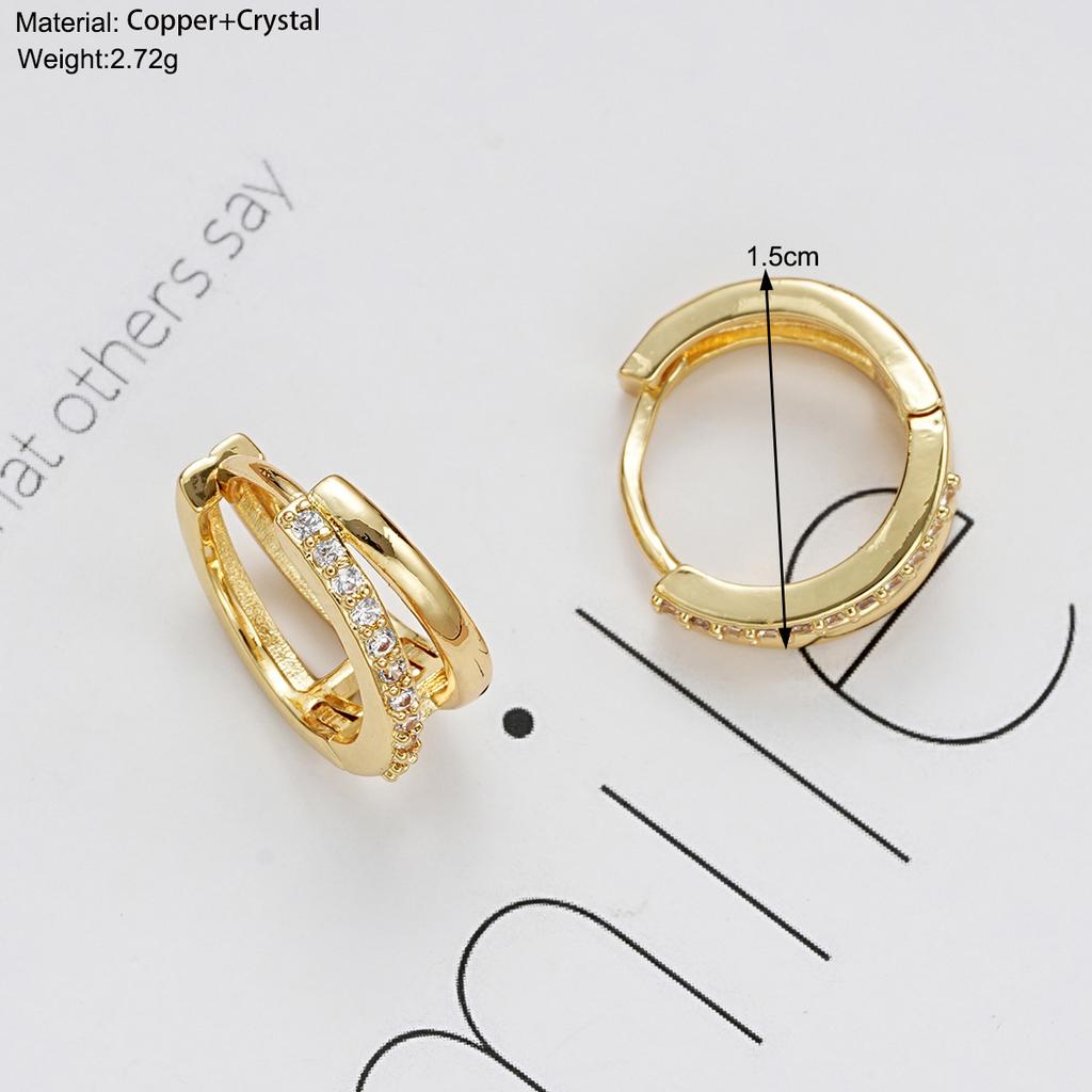 2Pcs Stainless Steel Crystal Zirconia Hoop Earrings for Women Trendy Gold Plated Circle Huggie Punk Earring Piercing Zircon