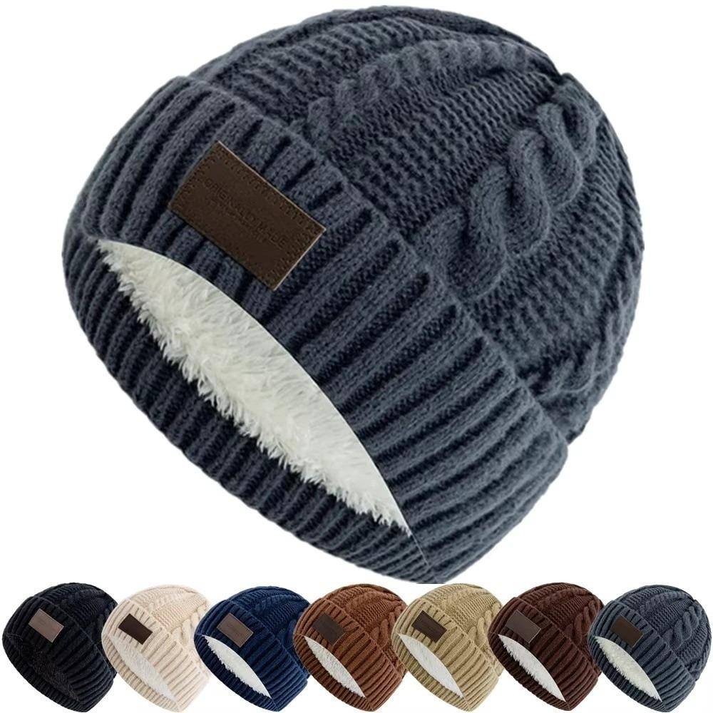 Cozy Versatile Winter Knitted Hat Fleece-lined Warm Couple Beanie Thickened Coldproof Beanie Cap Unisex