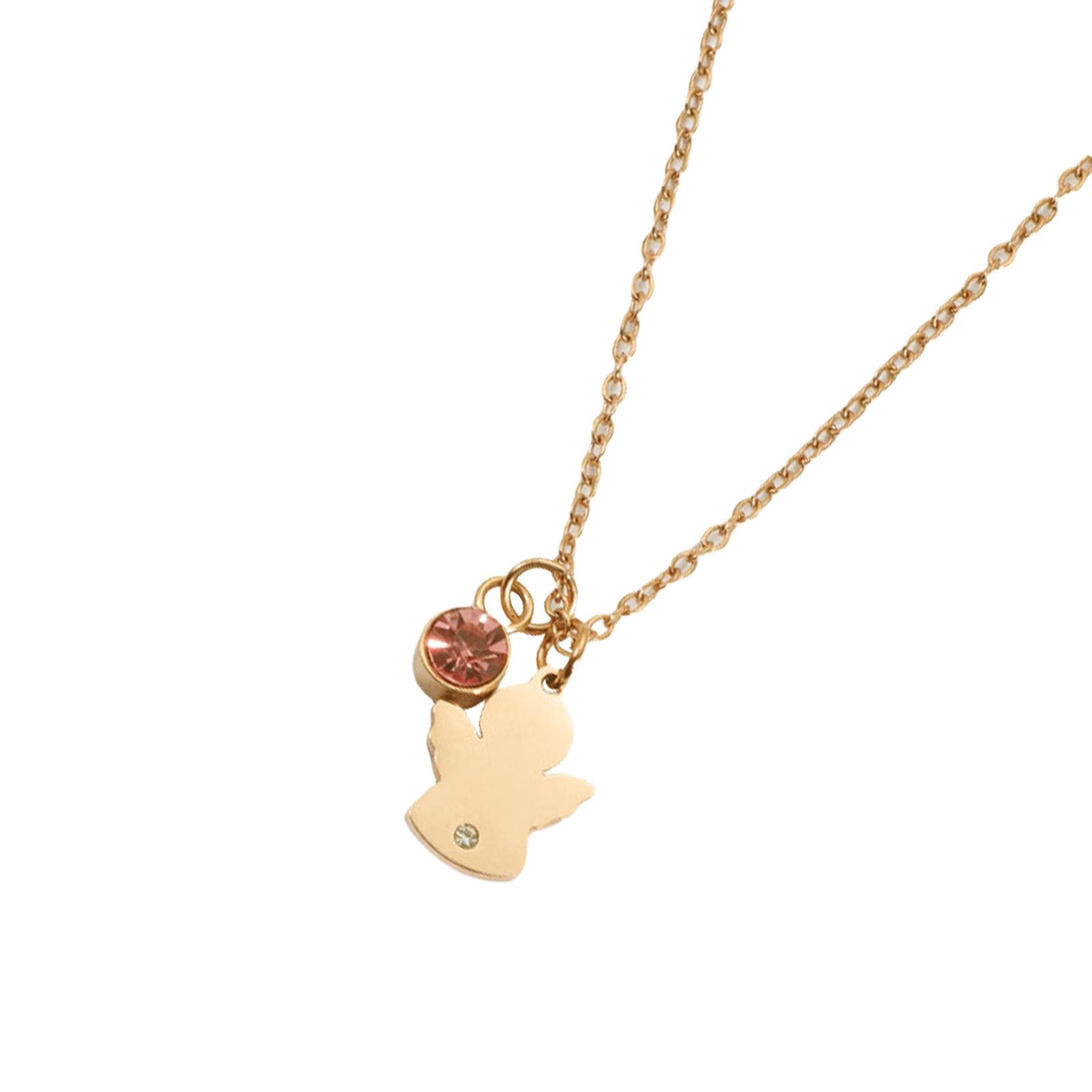 

Стильное ожерелье-подвеска «Ангел» с камнями-талисманами по месяцу рождения из нержавеющей стали, украшение для конфирмации, элегантное для повседневной носки, символичная цепочка золотой