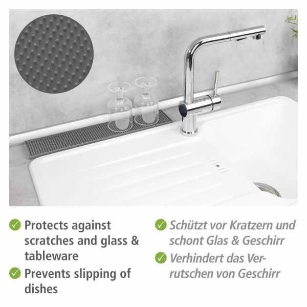 Tapis d'égouttage à vaisselle slim, tapis étroit en caoutchouc à picots pour sécher vaisselle &amp; verres, tapis d'évier en plastique