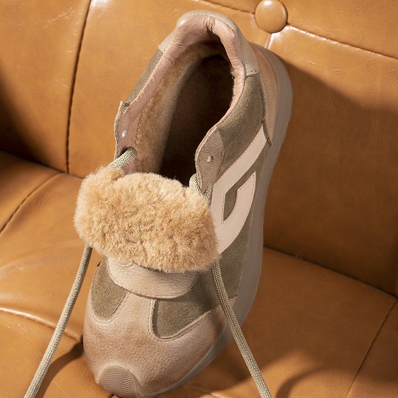 

Retro leather shoes women s autumn and winter new high-top velvet versatile casual shoes flat women s shoes 40