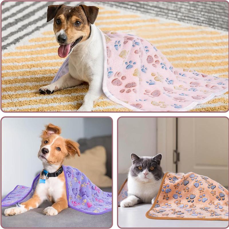 Pet Blanket Cute Dog Paw Print Blanket Pet Mat Warm Comfortable Blanket for Cat Dogs Soft Fluffy Pet Mat Flannel Dog Blanket