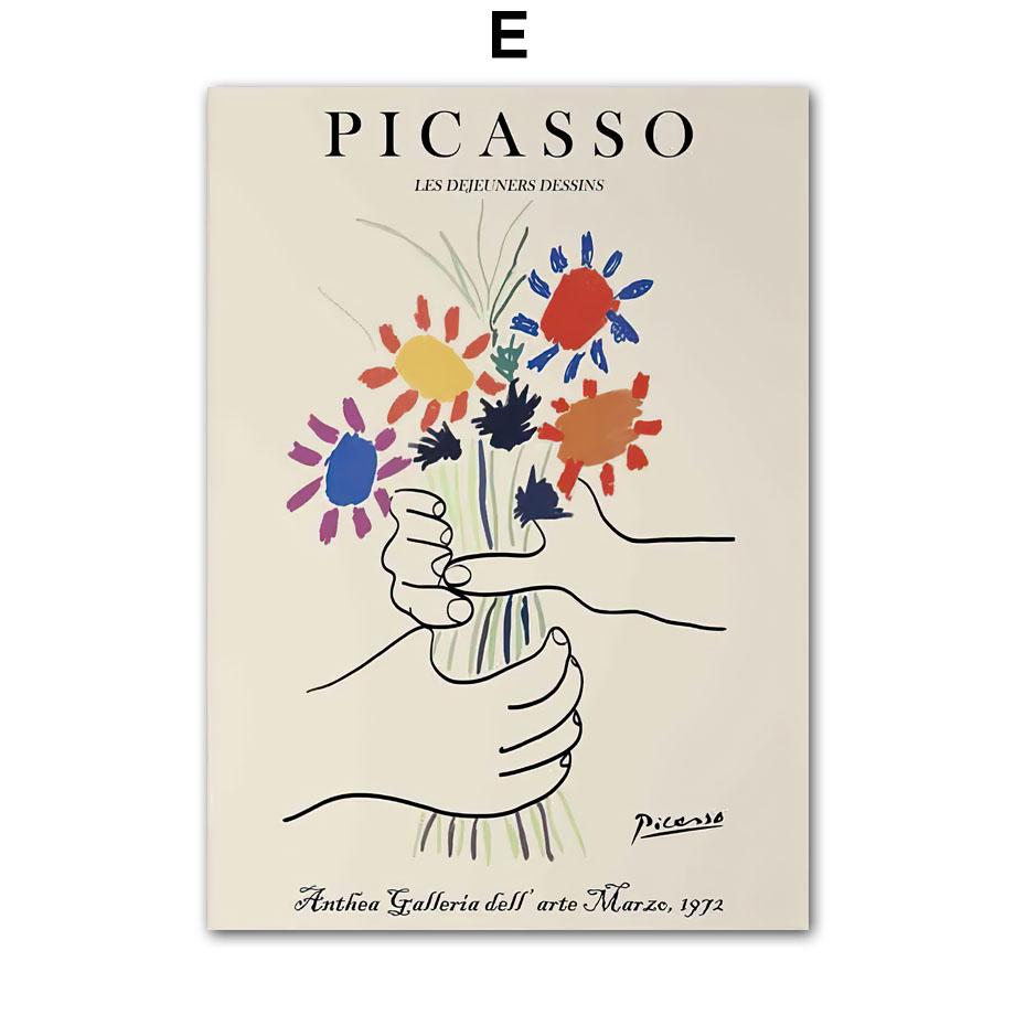 Abstract Picasso Vintage Posters And Prints Line Face Rainbow Leaves Wall Art Canvas Painting Pictures Living Room Home Decor