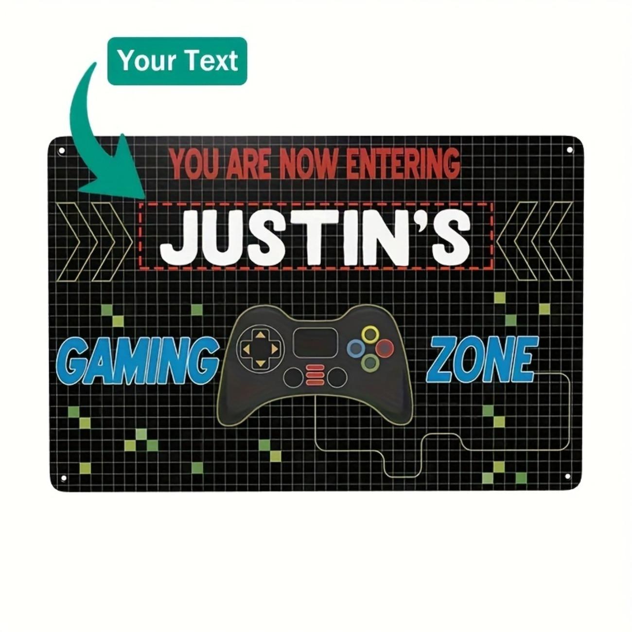 

1 шт. Персонализированный знак для игровой зоны с индивидуальным именем, алюминиевый металлический декор для стены белый