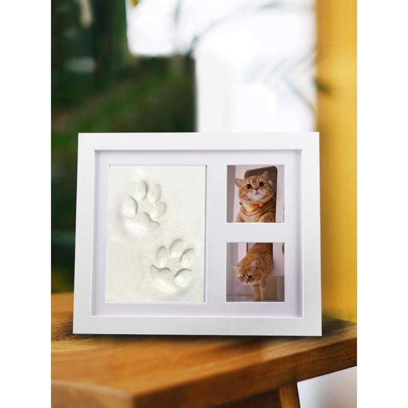Pet Paw Print Kit Photo Frame DIY Keepsake for Dog Cat Hand Foot Clay Impression Memorial Picture Display Gift Decor Tabletop