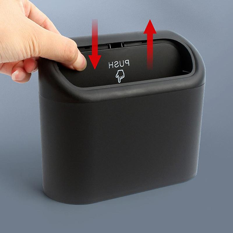 Car Interior Storage Case Trash Bin Push Can Mini Tray Dustbin Garbage Box Door Seat Clip Stand Holder Automotive Accessories