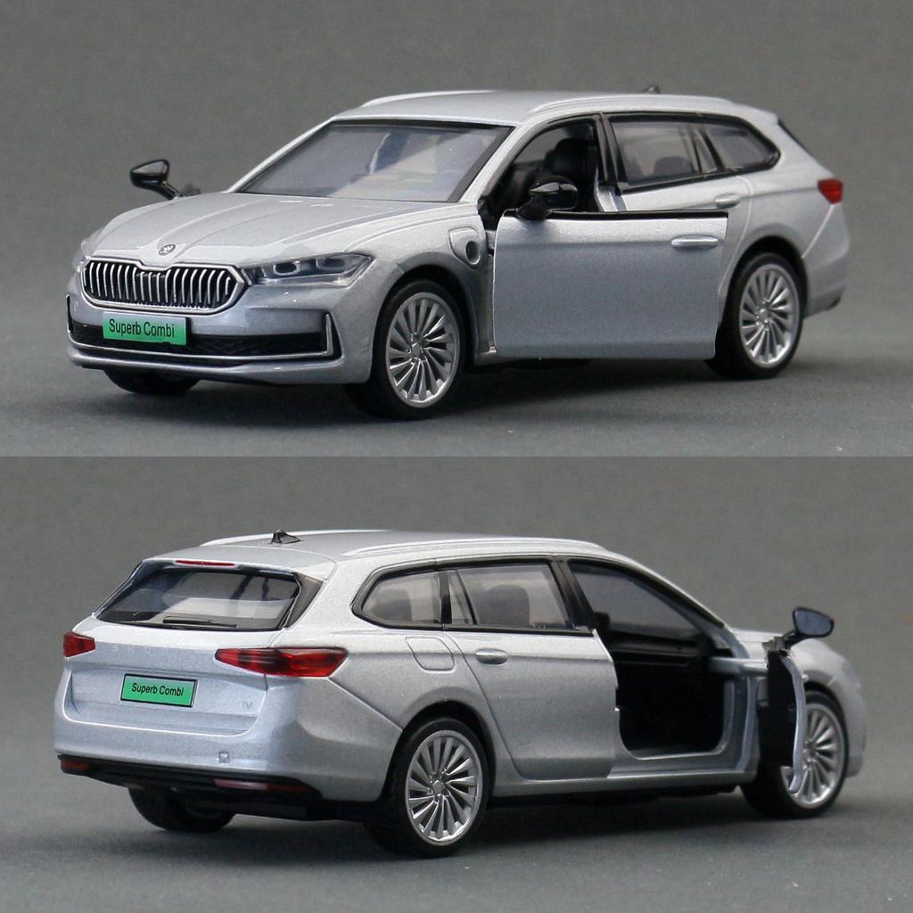 1/35 Skoda Superb IV Combi Alloy Car Model Sound and Light Children's Toy Collectibles Birthday Gift