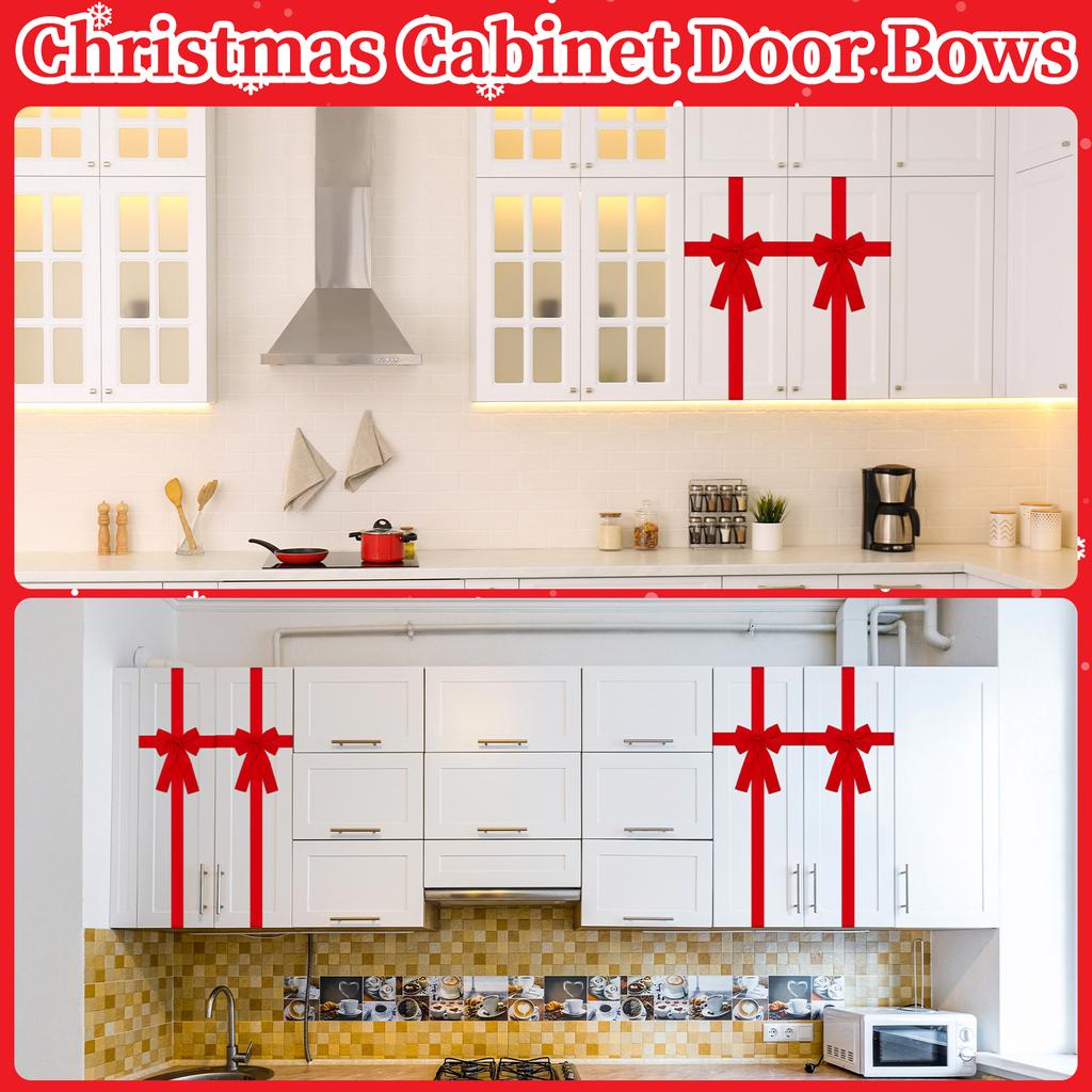 Christmas Cabinet Door Ribbon Bow Large Velvet Christmas Wreath Bow For Christmas Front Door Cabinet Home Decoration,Red