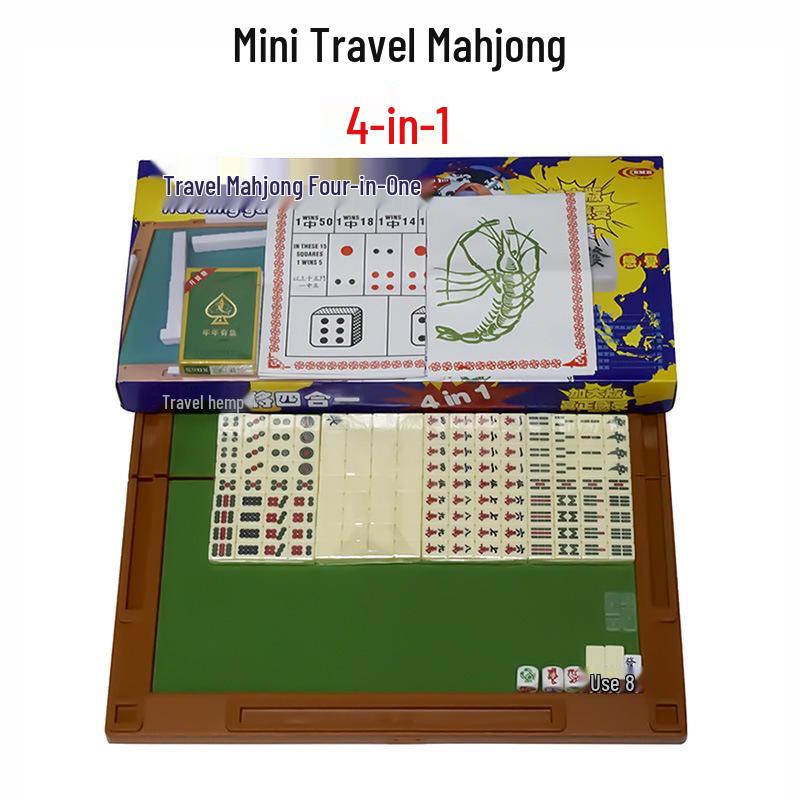 Compact Melamine Carved Mahjong Set for Dorms & Travel Entertainment