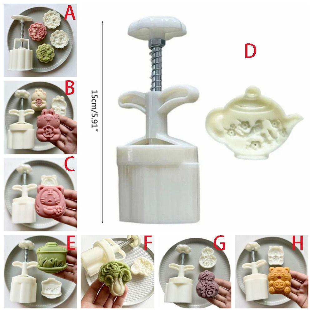 Plastic Mooncake Molds Teapot Shape Pastry Mold Hand Press Mould  Mid-Autumn Festival