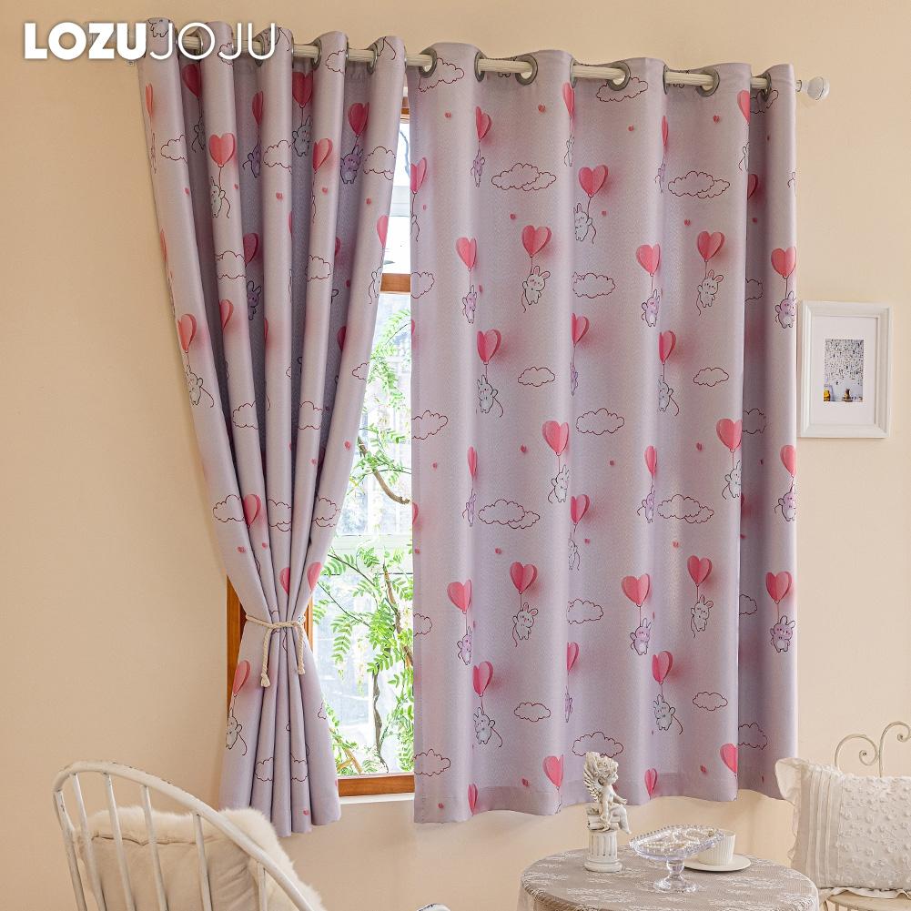 1PC LOZUJOJU 70-80% Blackout Cartoon Printed Girls' Room Pink Short Curtains for Bedroom Living Room Home Decor