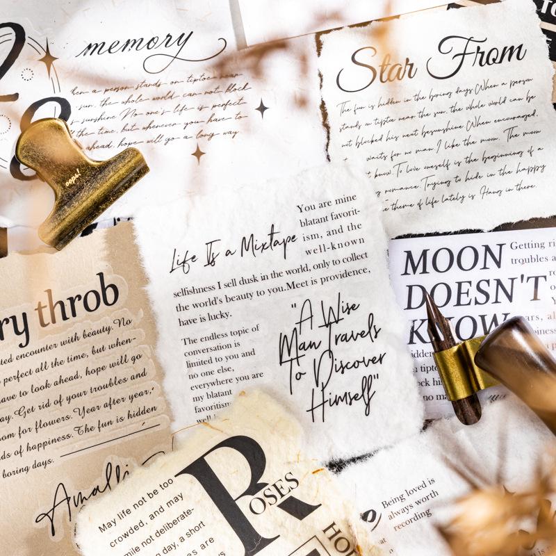 Retro English Poem Decal Stickers for DIY Journal Collage Decoration - 6 Styles