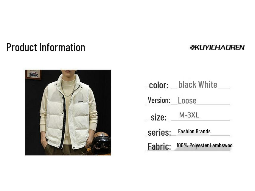Men's Lightweight 90% Duck Down Warm Vest - Trendy Plus Size Outerwear for Autumn/Winter 2025