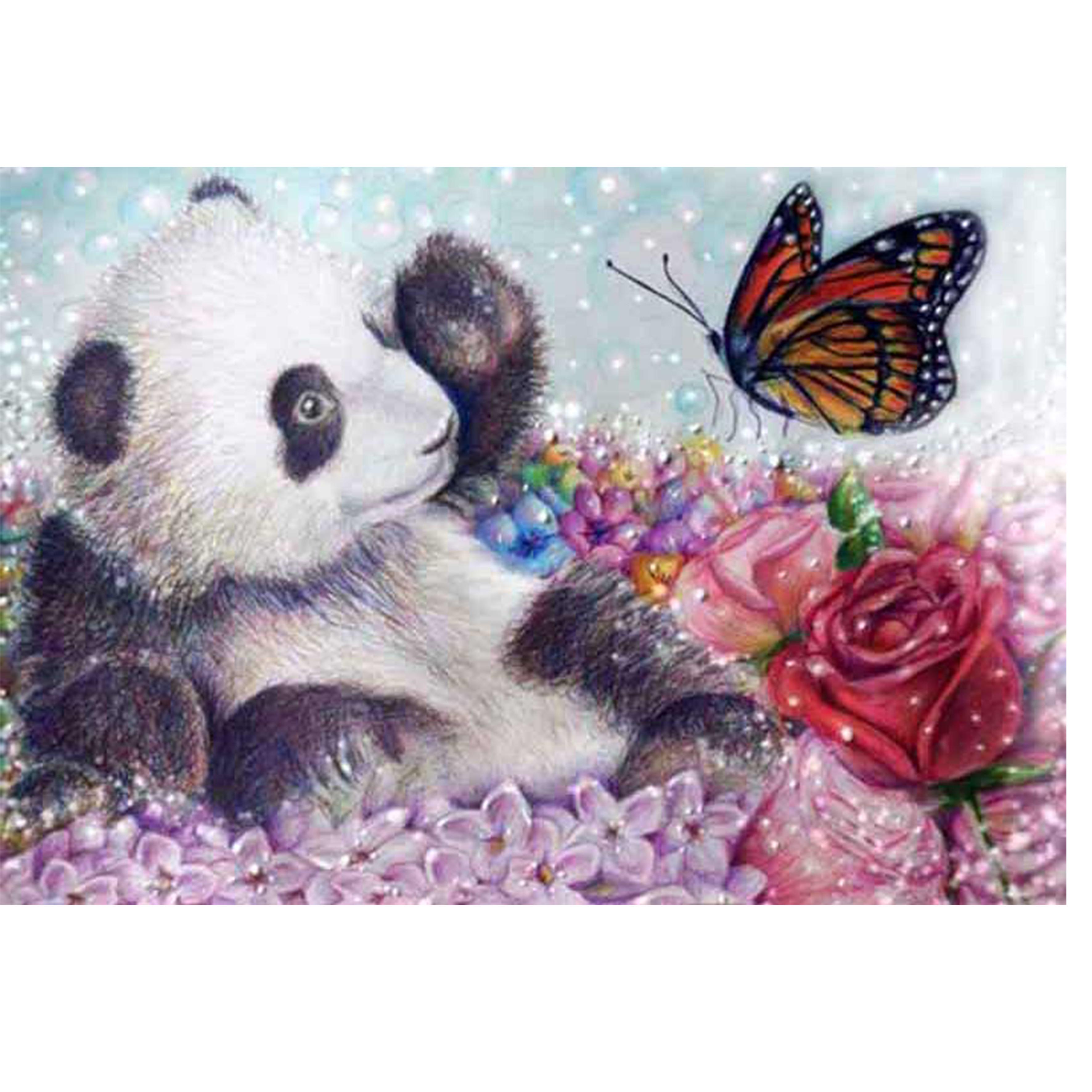 

Полный 5D Diy Бриллиант Живопись Панда и бабочка Бриллиантовая вышивка Полный Lay Вышивка крестиком Домашний декор Ручной работы Подарок
