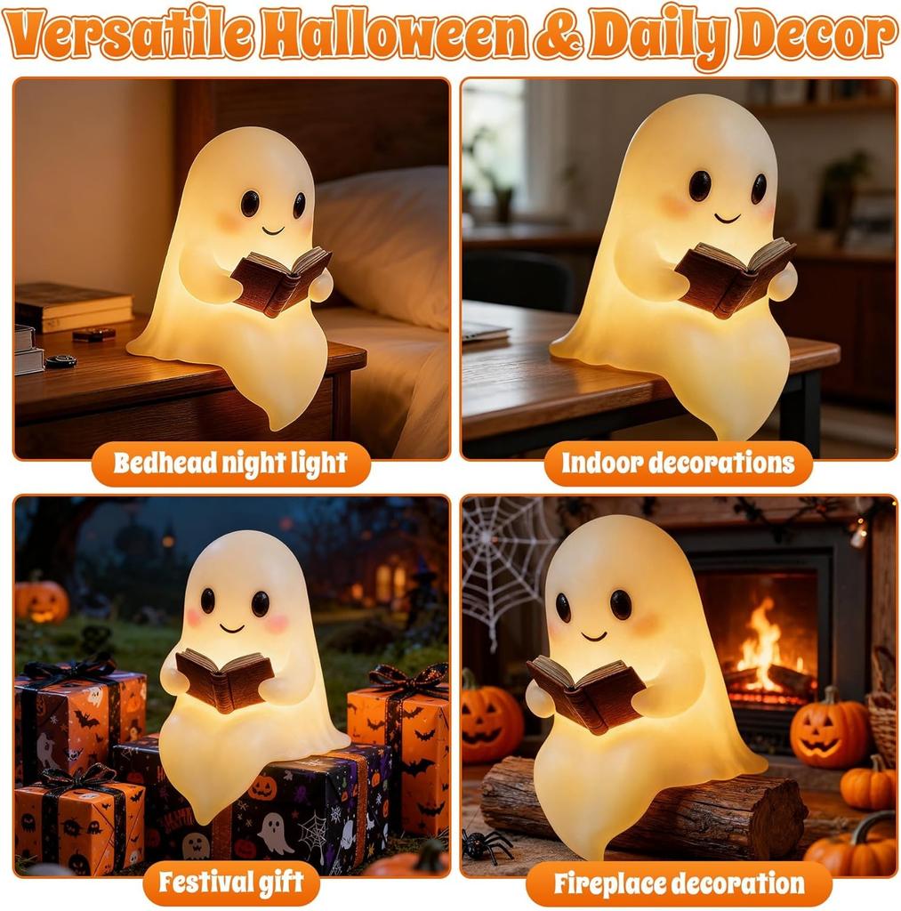 6/8in Ghost Night Light, Cute Ghost Figurines Statue Decor, Funny Night Lamp Statue for Bedrooms, Study Rooms, Living Rooms