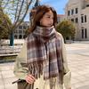 2025 Korean imitation cashmere scarf women's autumn and winter high-end warm shawl cute versatile plaid scarf
