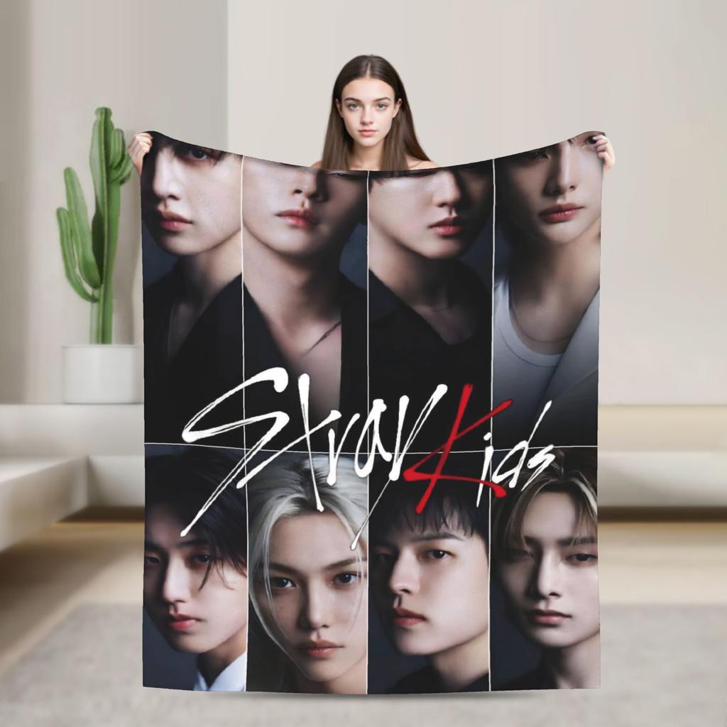 Blankets Travel Office Flannel Throw Blanket Kpop Stray-kids S-skzoo FELIX For Living Room Warm Design Quality Bedspread