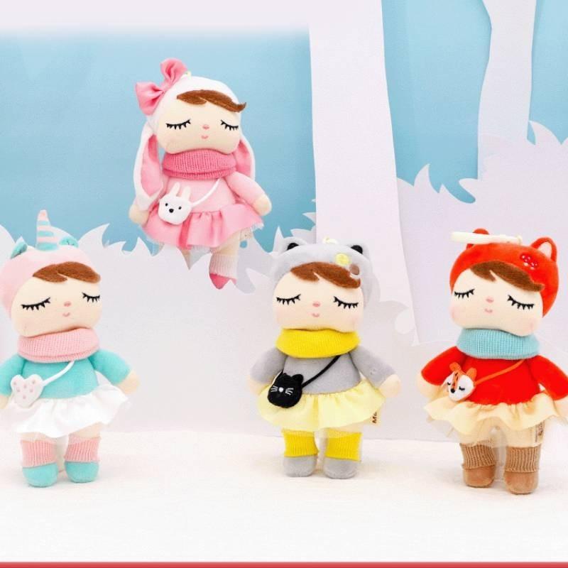 Adorable Metoo Plush Girl Doll Soft Short Plush Stuffed Toy With Pp Cotton Filling Cute Bag Pendant For Kids And Collectors