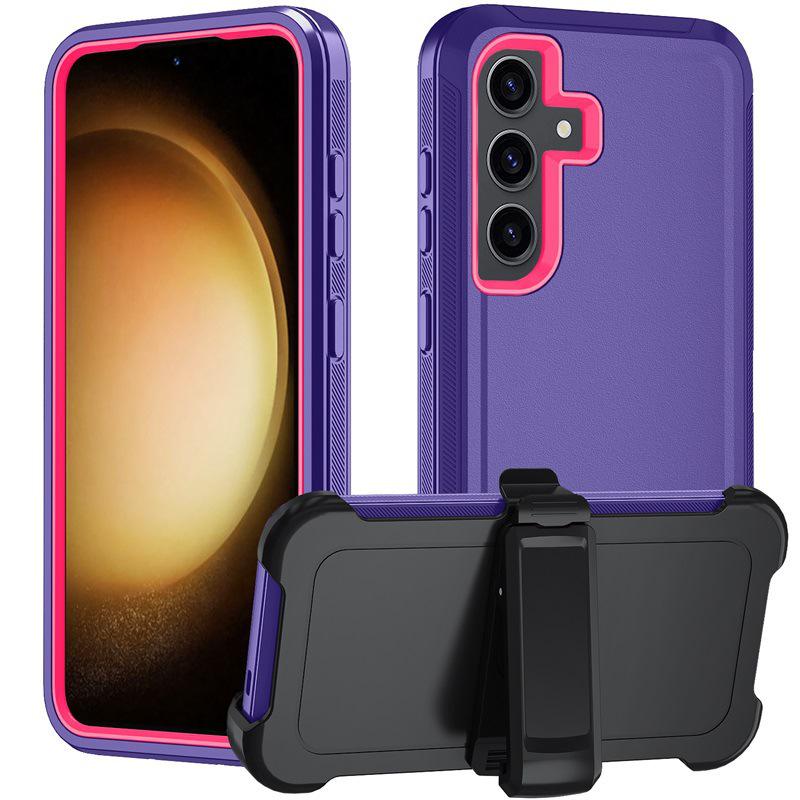 Samsung S24 Shockproof & Dustproof Three-in-One Phone Case with Rotating Stand