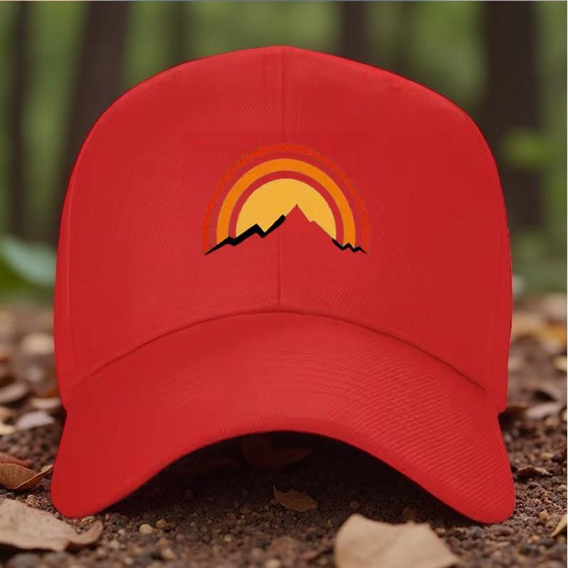 Mountain Rainbow Print Baseball Cap Unisex Adjustable Outdoor Sun Hat Breathable One Size