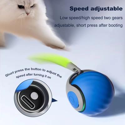 Interaktives Katzenspielzeug mit rollendem Ball, berührungsaktivierter, automatisch beweglicher Ball mit Plüschschwanz, wiederaufladbares Katzenspielzeug für Hauskatzen