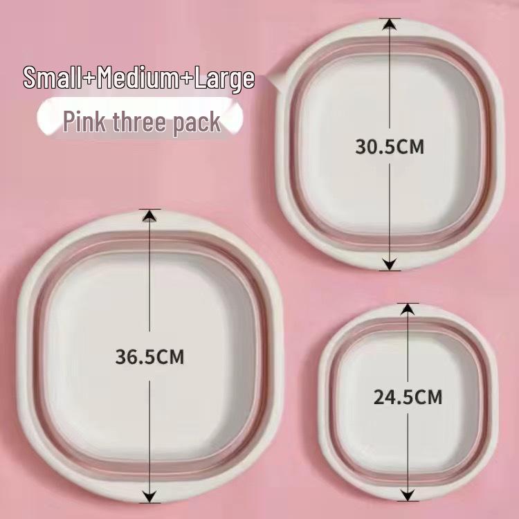 

Large Foldable Washbasin for Home, Dorm, Baby, and Travel - Portable, Compact Laundry Basin Small 25*23.5*9cm [Folded 3cm] розовый