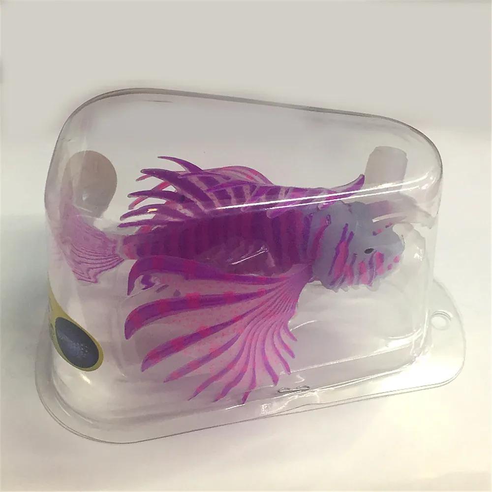 Aquarium Artificial Luminous Lionfish Fish Tank Aquatic Landscape Silicone Jellyfish Fish Glow In Dark Underwater Ornament