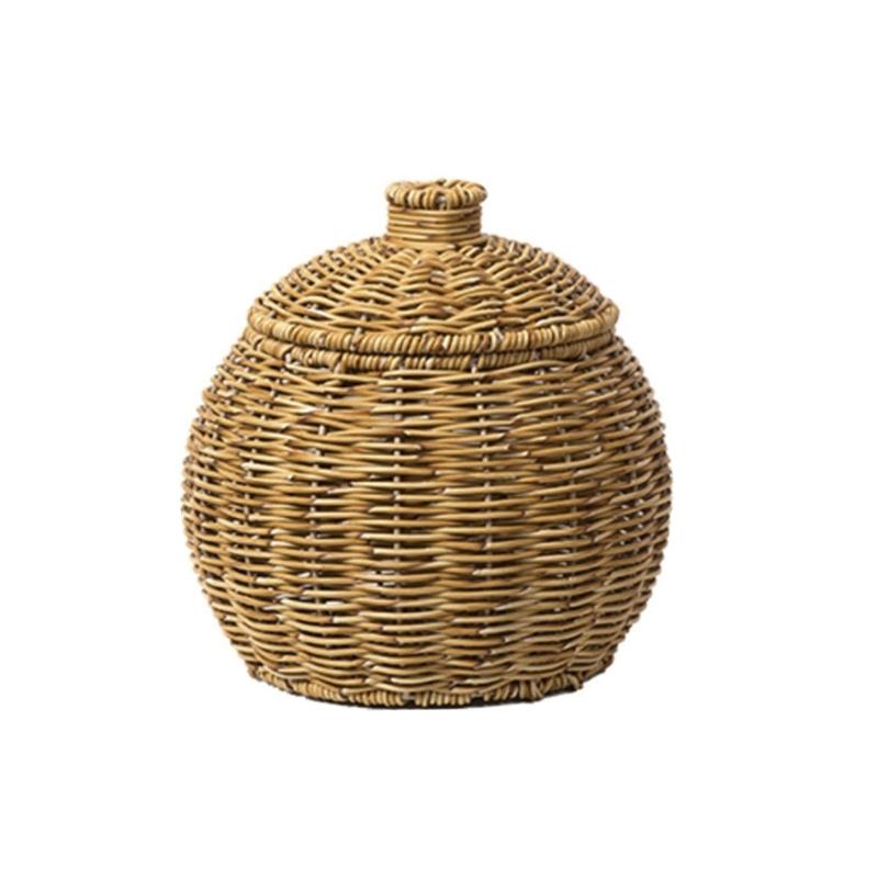 Woven Storage Basket with Lid for Desk Stationery Plastic Flower Basket Sundries Organizer for Offices and Home Use 1 1900₽
