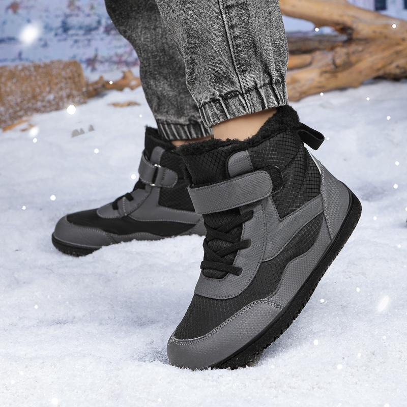High-top Kids Cotton Shoes Plush Warm Snow Boots Boys Girls Winter Outdoor Hiking Sneakers Waterproof Non-slip