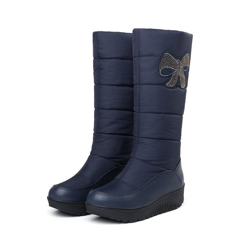 

Теплые Меховые Плюшевые Пуховые Зимние Сапоги Женские Зима 2025 Женская Обувь Водонепроницаемые Удобные Женские Сапоги Средней Высоты Черные Красные Большой Размер 44