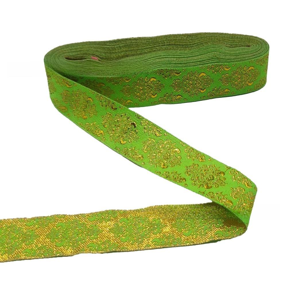 Flat Wire Gold Wire 2.5cm Width Glitter Lace Trim Ethnic Style Gold Color Clothing Decoration Accessories for Home Curtain Decor