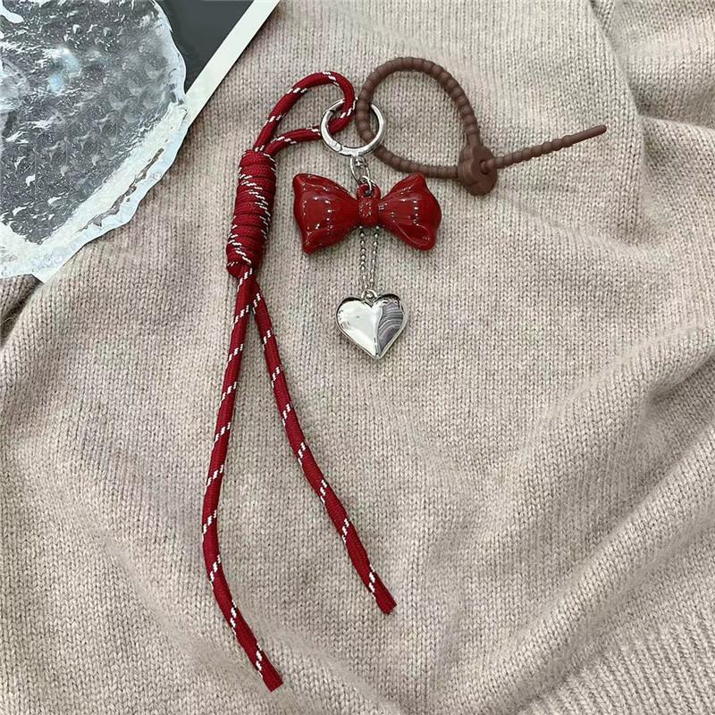 Bag Charm Aesthetic Bow Acrylic Cute Keychains Bows Purse Charms For Handbags Red Pendant Phone Charm Car