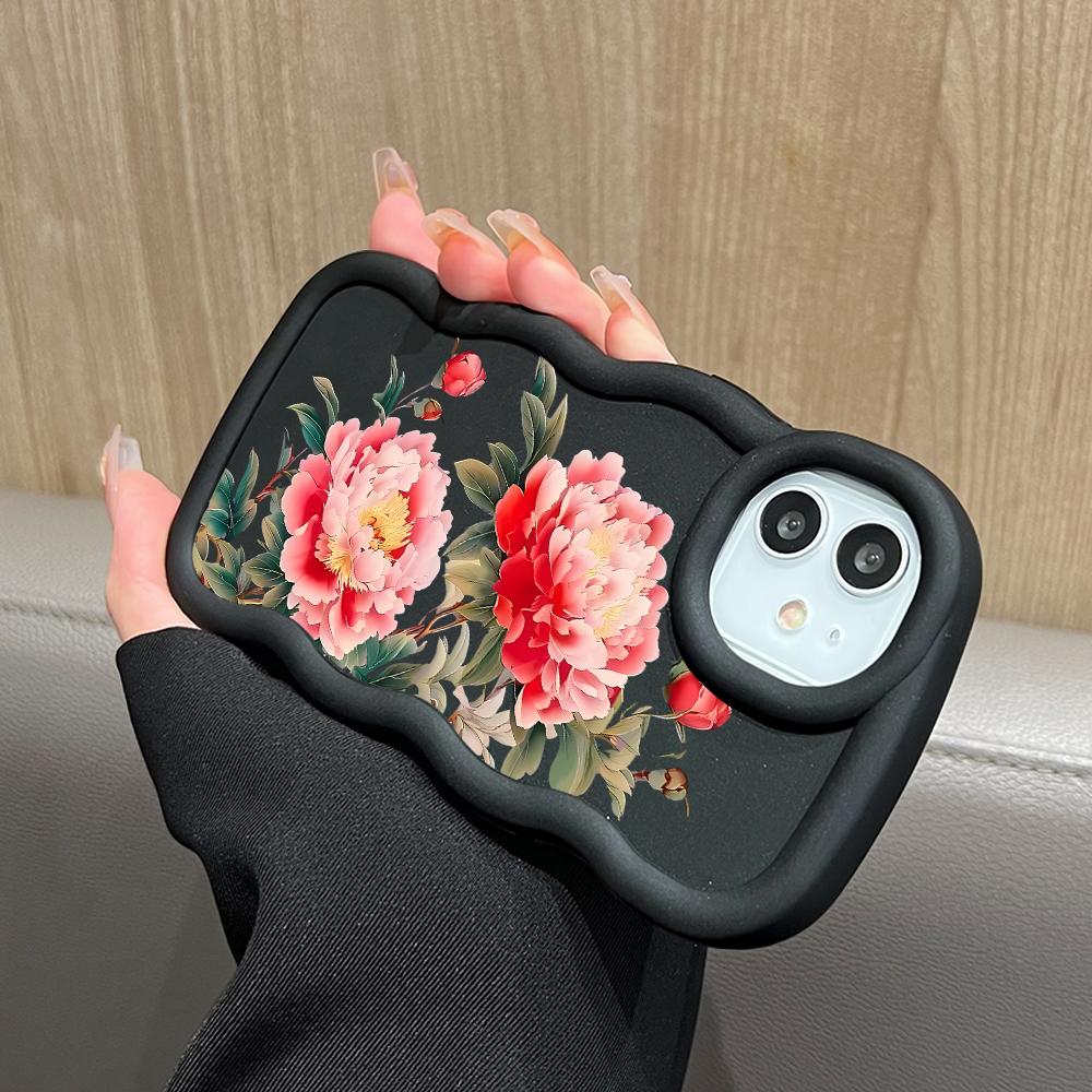 Painted Pattern Big Wave Edge Soft Silicone Material Macaron Phone Case Shockproof Protective Rubber Casing for iPhone Huawei Honor Infinix Tecno