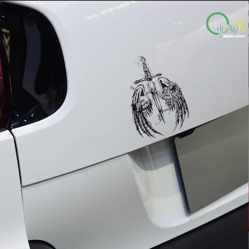 creative angel wing car decals, car and motorcycle scratch protection, waterproof reflective decoration decals
