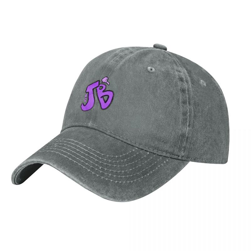 Jb Logo Gewaschene Baumwoll-Baseballkappe Klassische Passform Unisex Verstellbare Mütze Schwarz Mit Violetten Stickereien Stilvolles Tägliches Accessoire