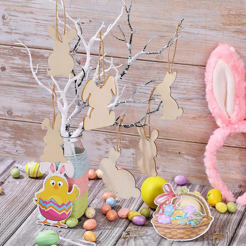 36 Stück Osterholz Unfertige Leere Hasen-Ausschnitte 89mm Hase Unfertige Hasenförmige Hängende Ornamente DIY Bastelarbeiten