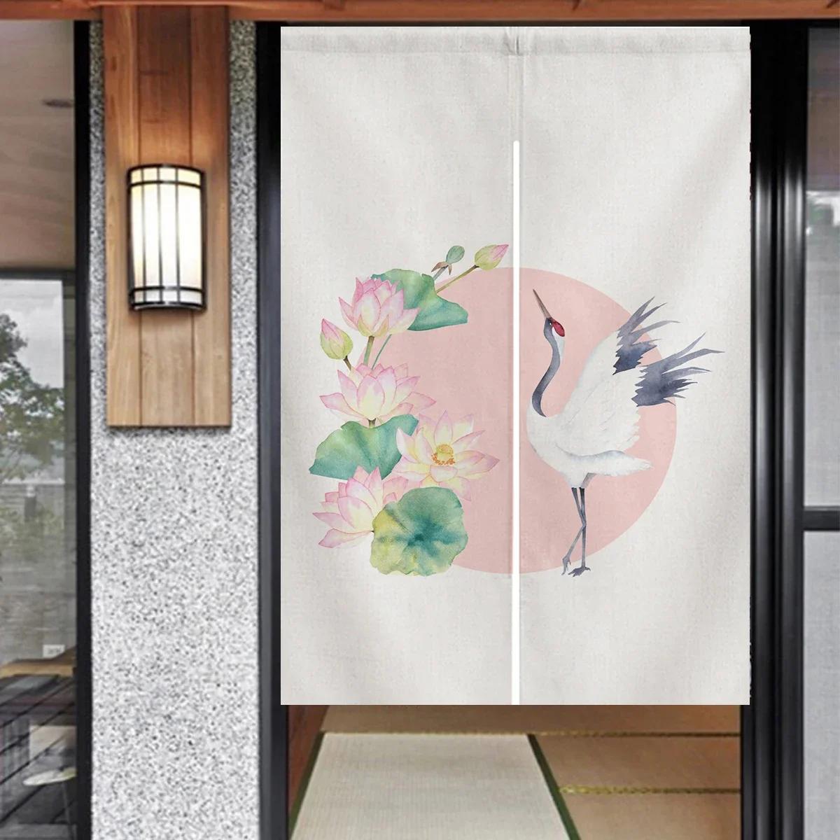 Deurgordijnen Japanse Noren Vijf Kraanvogels Kamerverdeling Keukendecoratie Poster Hangen Deurgobelin voor Slaapkamer 80x120cm 31.5x47in