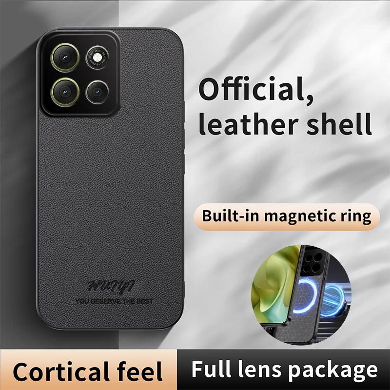 Matné kožené pouzdro pro Moto G86 Power G 86 G96 G85 G75 G64 G35 G34 Magnetické do auta Měkký rám Ochranný zadní kryt Silikonový kryt