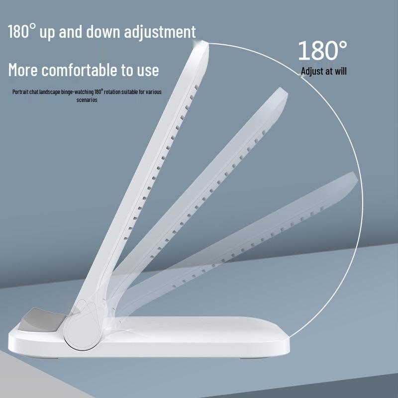 15W Foldable Dual-Coil Desktop Wireless Charger with Heat Dissipation, Customizable Logo