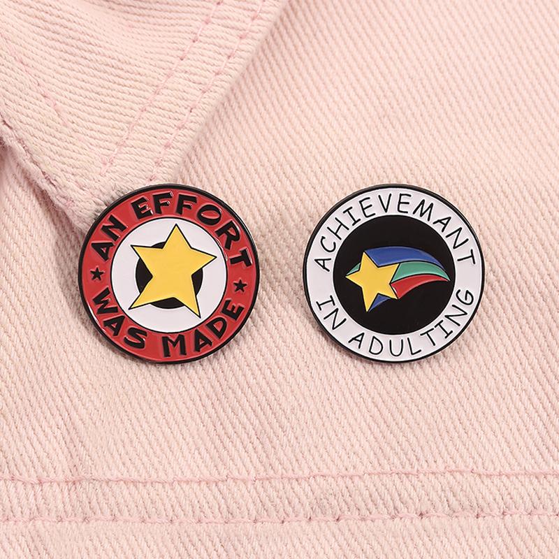 An Effort Was Made Enamel Pin Custom Quote Achievemant In Adulting Rainbow Star Brooch Lapel Badge Jewelry Gift For Friends
