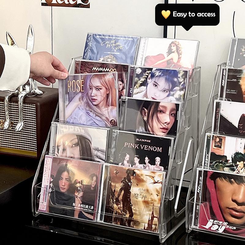 5/7-poziomowy stojak na płyty CD, stojak na ekspozycję albumów, przezroczysty stojak do przechowywania płyt i kaset, wielofunkcyjny stojak na blat